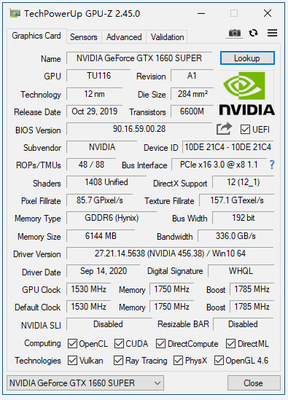 PCWINMAX GTX 1660 SUPER 6GB GDDR5 Gaming Graphic Cards HD Interface 1785 Mhz NVIDIA